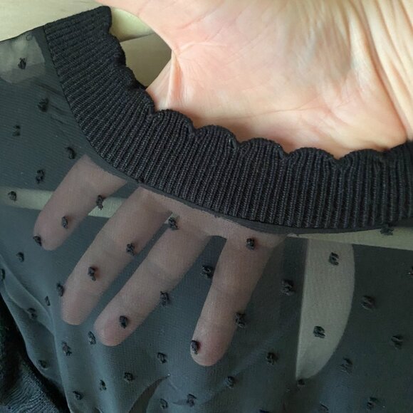 Draper James RSVP Black flared mesh accent sweater dress goth academia 3X - Picture 8 of 11
